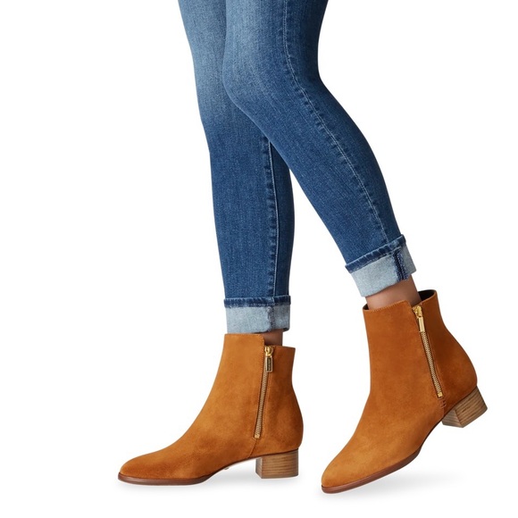 Sarah Flint Perfect Zip Bootie 30 In Cognac Suede Size IT 37.5/US 7.5 - Picture 1 of 15